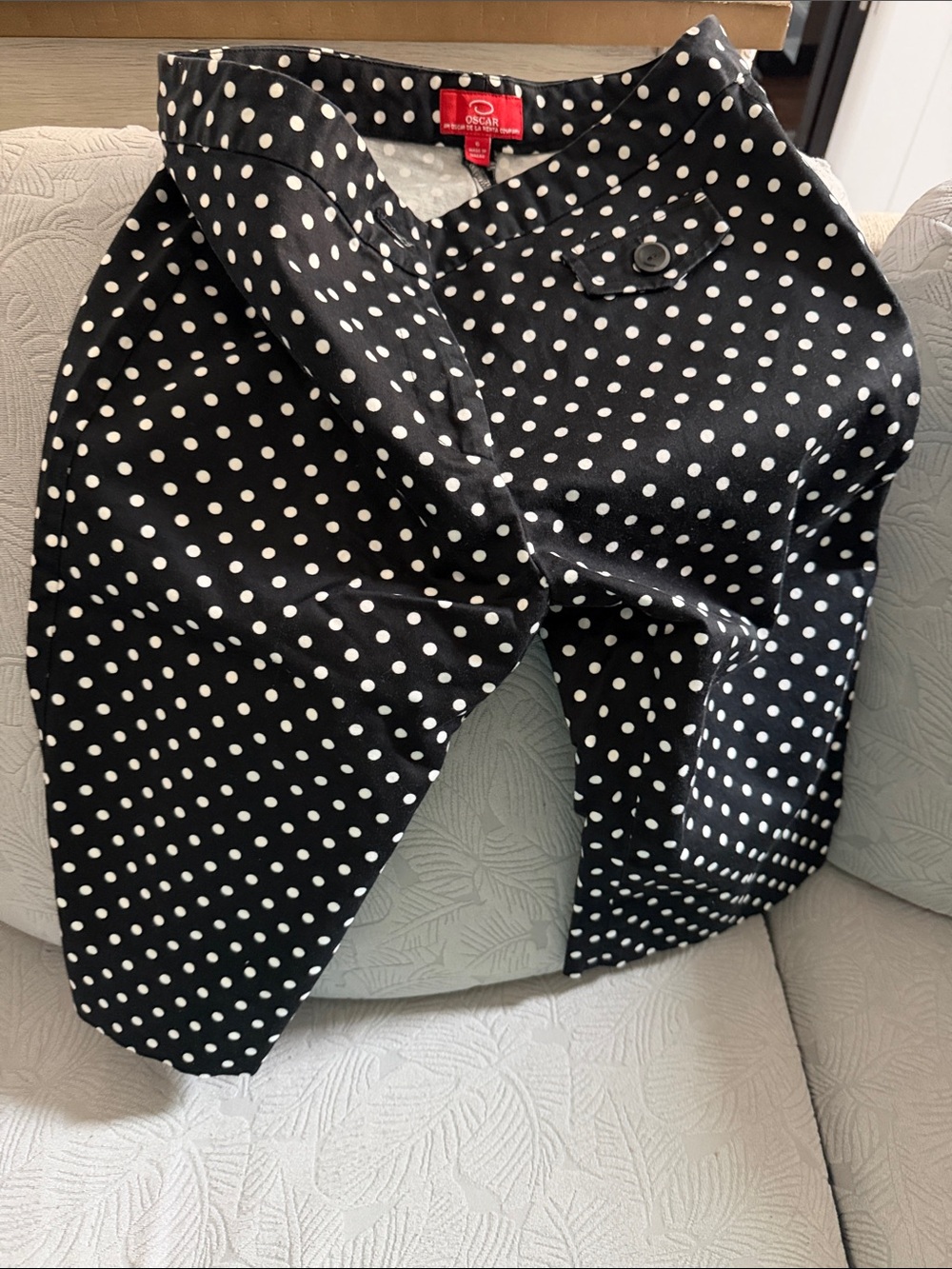 Oscar de la Renta Black and White Polka Dot Skirt
